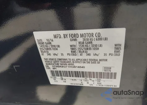 2017 Ford Explorer Sport z USA, uszkodzony, nr VIN 1FM5K8GT1HGB14540